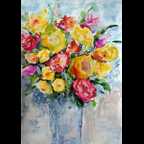 Vase with yellow roses