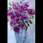 Vase with magenta peonies