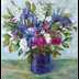 Iris in blue vase