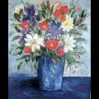 Iris in blue vase