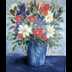 Iris in blue vase